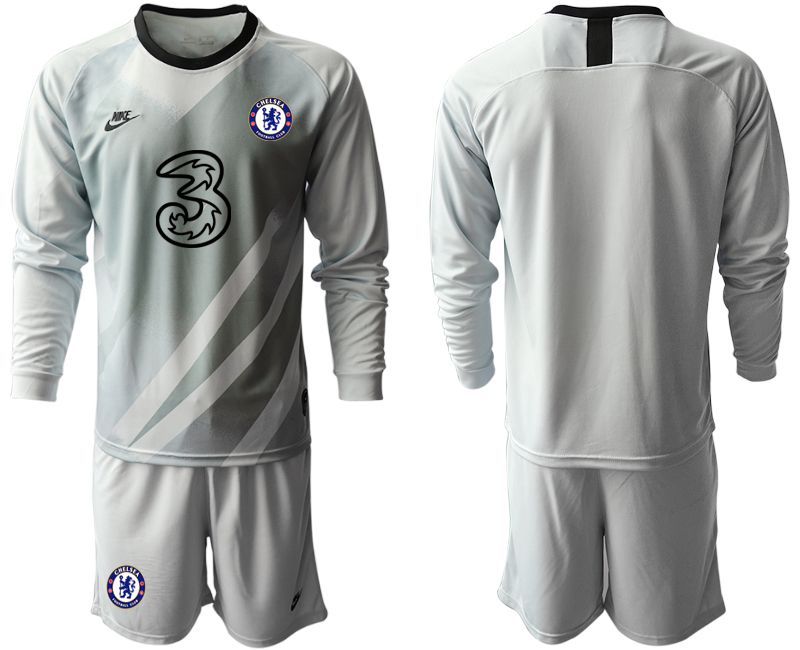 Men 2020-2021 club Chelsea gray long sleeve goalkeeper Soccer Jerseys->chelsea jersey->Soccer Club Jersey
